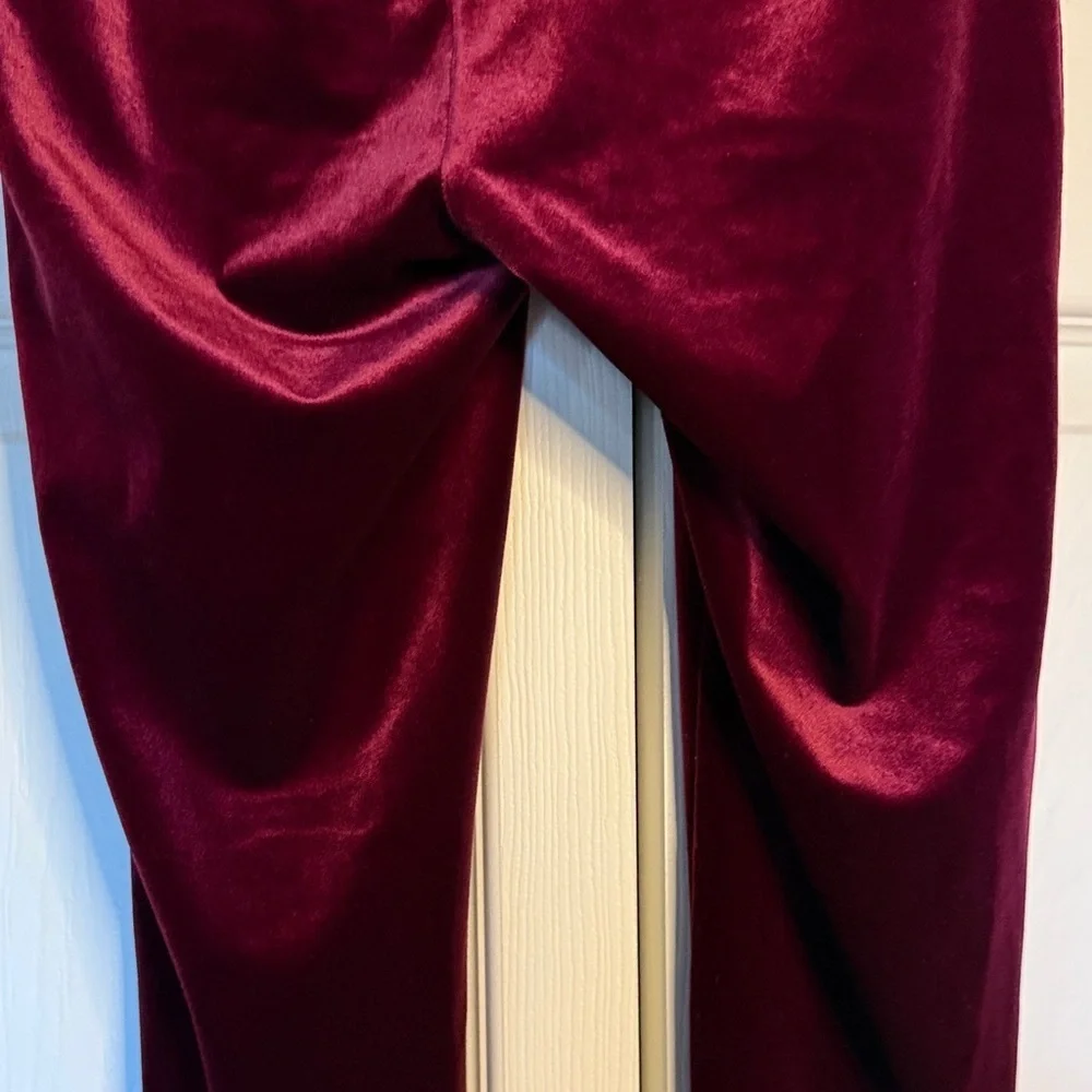 SPANX High Waisted Deep BurgundyVelvet Leggings Size L